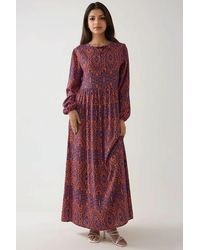 Hiccup - Printed A-Form Maxi Dress With Crew Neck - Lyst