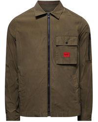 HUGO - Emmond Zip-Up Cotton Blend Canvas Overshirt - Lyst