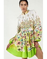 Msn-Collection - Printed Mini Dress With V-Neck - Lyst