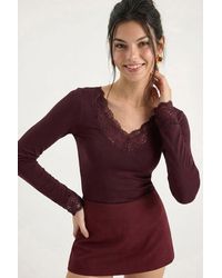 Bianco Lucci - Lace Detailed V-Neck Blouse - Lyst