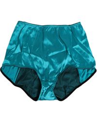 Dolce & Gabbana - Aqua Groene Satijnen Hoge Taille Ondergoed - Lyst
