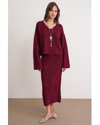 MixRay - V-Neck Knitwear Sweater & Skirt Co-Ord Set - Lyst