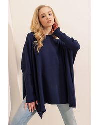 Bigdart - Slit Detailed Half Turtleneck Loose Sweater - Lyst