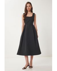 Happiness İstanbul - Square Collar A-Form Midi Dress With Zipper Closure - Lyst