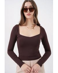 Bigdart - Long Sleeve Fitted Blouse With Heart Collar - Lyst