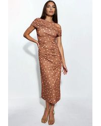 Hiccup - Asymmetric Neck Floral Midi Dress - Lyst