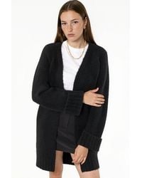 Hiccup - Long Ribbed Knit Cardigan With Open Collar - Lyst