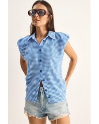 Bianco Lucci - Gingham Cotton Sleeveless Shirt - Lyst