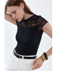 Busem - Slim Fit Lace Knit Blouse - Lyst
