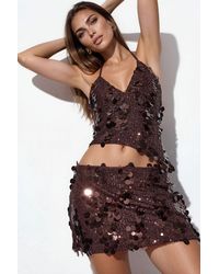 Busem - High-Waist A-Line Mini Skirt With Sequins - Lyst