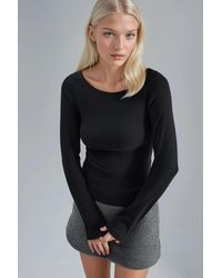 Busem - Slim Fit Geribbelde Bootneck Blouse - Lyst