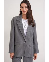 MixRay - Gestreepte Oversized Blazer - Lyst