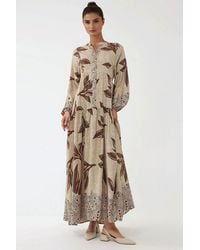 Hiccup - Printed Long Sleeve Viscose Maxi Dress - Lyst