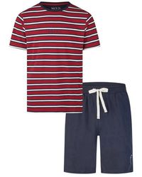Phil & Co. Berlin - Shortama Korte Pyjama Set Rood/Donkerblauw Gestreept - Lyst