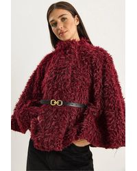 Bianco Lucci - Oversize Plush Coat With Jacket Collar - Lyst