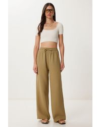 Happiness İstanbul - Wide Leg Drawstring Waist Pants With Binding Detail - Lyst