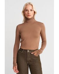 Dilvin - Turtleneck Knit Sweater With Buttons - Lyst
