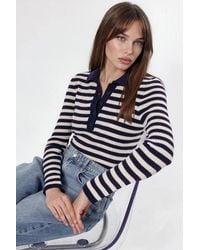 Hiccup - Striped Crew Neck Sweater With Button Detail - Lyst
