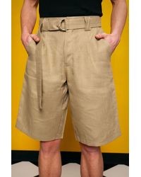 Giesto - High-Waist Linen Blend Tailored Shorts - Lyst