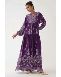 Hiccup - Printed Long Sleeve Viscose Maxi Dress - Lyst