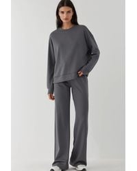 Hiccup - Modal Touch Basic Sweatshirt & Wide Leg Pants Two-Piece Coord Set - Lyst