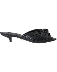 Dolce & Gabbana - Schoenen ,Zwart ,Leer Exotische Leren Hakken Sandalen Met Dierenprint - Lyst