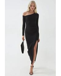 Busem - Asymmetrische Kraag Maxi Jurk Met Split - Lyst
