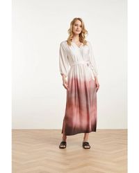 Smashed Lemon - 25021 Maxi Jurk Met Vintage Mauve Ombre Print - Lyst