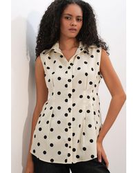 Bigdart - Fitted Sleeveless Polka Dot Poplin Shirt - Lyst