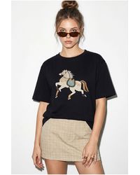 Bianco Lucci - Oversized Embroidered Sequin Crew Neck T-Shirt - Lyst