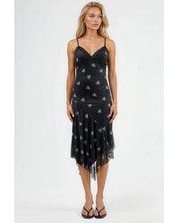 Hiccup - V-Neck Printed Bodycon Maxi Dress With Lace Detail - Lyst