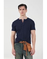 Giesto - Slim Fit Button-Up Crew Neck T-Shirt - Lyst
