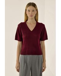 Hiccup - V-Neck Short Sleeve Knit Sweater - Lyst