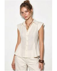 Bianco Lucci - Fitted Sleeveless Cotton Shirt - Lyst