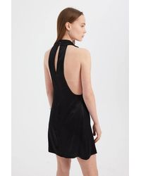 Hiccup - Satin Halter-Neck Mini Dress With Back Cut-Out - Lyst