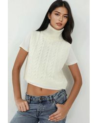 Hiccup - Turtleneck Knitwear Sweater Vest With Hair Braid Pattern - Lyst