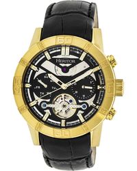 Heritor - Hannibal Semi-Skeleton Leather-Band Watch - Lyst