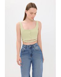 Hiccup - Square Neck Buttoned Cami Tank Top With Belt Detail - Lyst