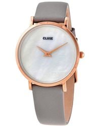 Cluse - Graue Lederarmbanduhr - Lyst
