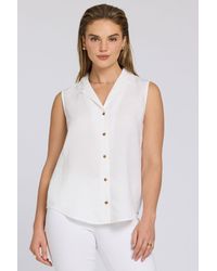 NYDJ - Gabrielle Mouwloze Linnen Blouse - Lyst