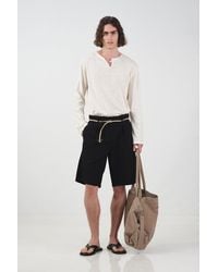 Giesto - Mid Waist Relaxed Fit Belted Poplin Shorts - Lyst