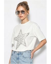 Bianco Lucci - Oversized Cotton Star Sequin T-Shirt - Lyst