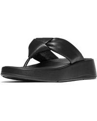 Fitflop - F-Mode Knot Soft-Leather Flatform Toe-Post Sandals - Lyst