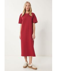 Happiness İstanbul - Midi Cotton Dress With Slit - Lyst
