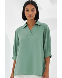 Bigdart - Polo Collar Loose Fit Blouse - Lyst