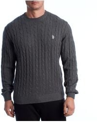 U.S. POLO ASSN. - Cable Knit Crew Neck Sweater Us40173042 - Lyst