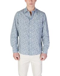 Replay - Floral Pattern Cotton Long Sleeve Shirt With Classic Collar - Lyst