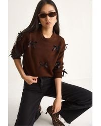 Bianco Lucci - Bow Detailed Crew Neck Sweater - Lyst