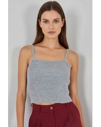 Bigdart - Square Collar Ribbed Knit Crop Top - Lyst