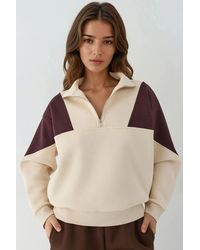 Hiccup - Raised Zipper Collar Comfortable Sweatshirt - Lyst